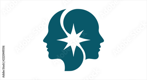 Symbolic Representation of Two Minds Connecting Through a Central Starburst.