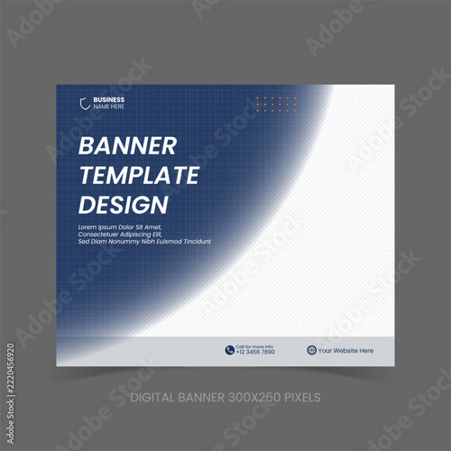 web banner template design 300x250 pixels ads website and social media promotion