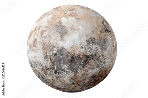 Textured Rocky Planet Sphere Isolated on Pure White Background