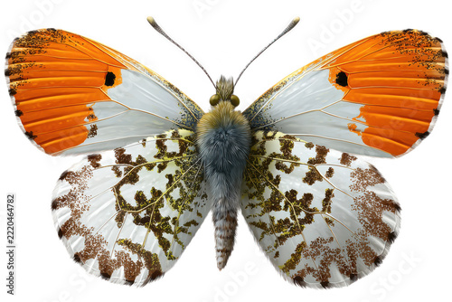 Orange Tip Butterfly Illustration Isolated on White Background