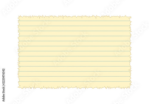 Yellow lined note paper with torn edges isolated on transparent background for message and memo design