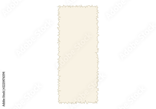 Tall cream torn paper strip banner with ragged edges isolated on transparent background for design work
