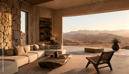 Luxury Desert Villa with Contemporary Architecture and Minimalist Landscape