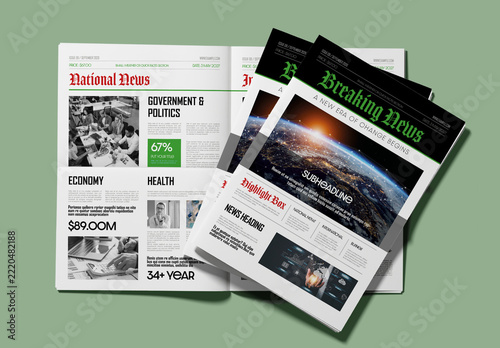 Newspaper Design Template with Editorial News Layout