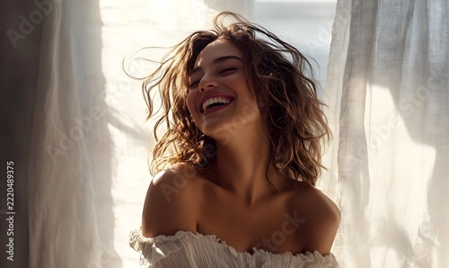 Joyful Woman by the Window