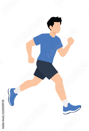 Adult Person Running for Fitness Exercise Isolated on White Background
