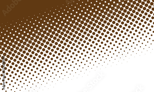 Fotografie Brown halftone dot pattern gradient fading into white, circular dots arranged in