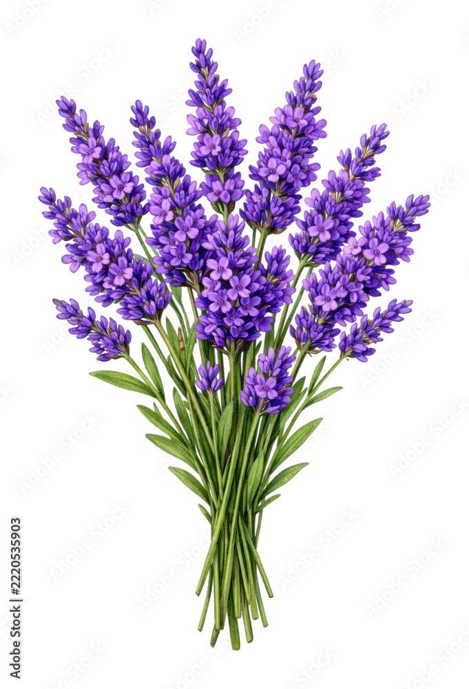 Obraz premium PNG Vibrant lavender bouquet illustration.