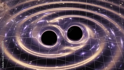 Merging Black Holes Creating Gravitational Waves Ripples in Space-Time