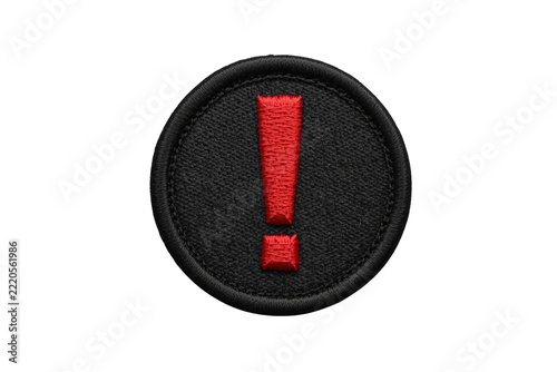 Black circular exclamation mark patch