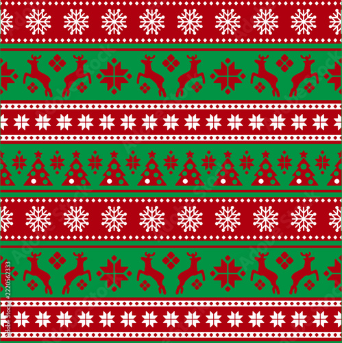 seamless Christmas pattern background with white festive line icons