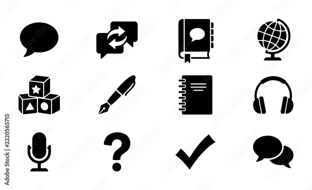 Fototapeta premium Communication Icons Set, Education Symbols, Business Graphics, Technology Elements