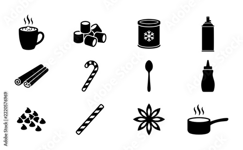 Hot Chocolate Icons, Winter Drink Elements, Cozy Beverage Set, Christmas Treat Graphics