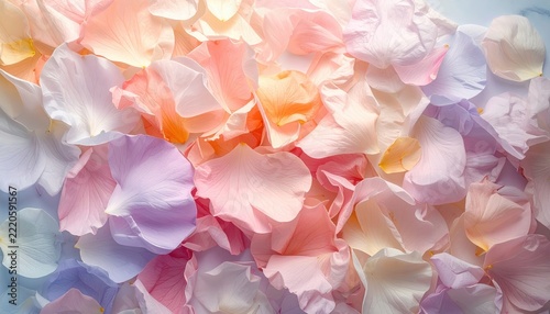 Pastel flower petals scattered naturally