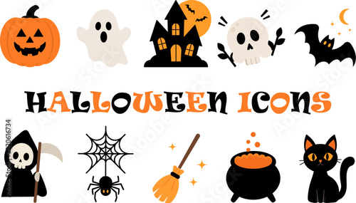 Halloween Symbols and Spooky Seasonal Icon Set