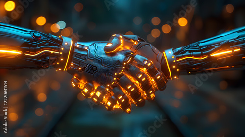  Human and Robot Handshake Representing Trust and Technology
