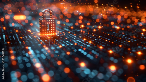 Futuristic Digital Security Lock with Binary Data Protection
