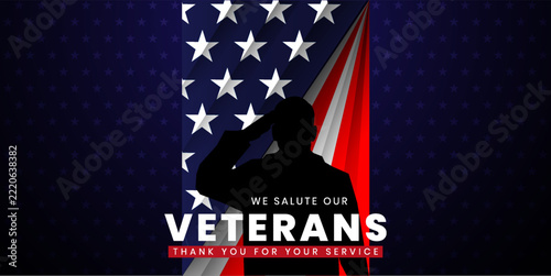 Veterans day poster design concept. Veteran's day illustration with american flag, 11th November, for banners, posters, backgrounds and greetings, Vector illustration