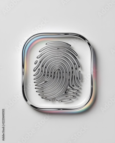Clear Glass Biometric Identification Fingerprint 3D Symbol