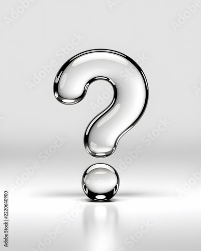Clear Glass FAQ Question Mark Support Icon 3D Illustration