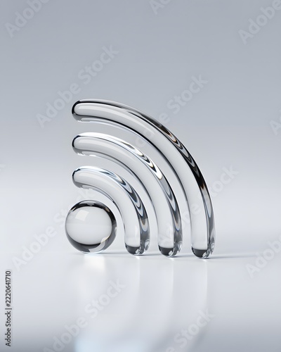 3D Liquid Glass Wi-Fi Signal Icon Isolated on White Background