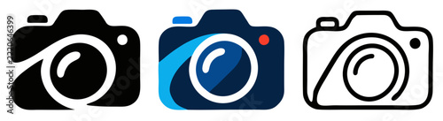 Camera icon set. Photo camera in flat style - stock vector illustration design element for website and apps.