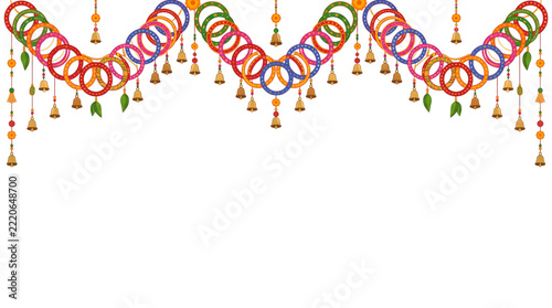 Colorful hanging bangle toran garland border for diwali festival