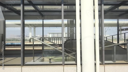 Window of high‑speed train traveling at high speed