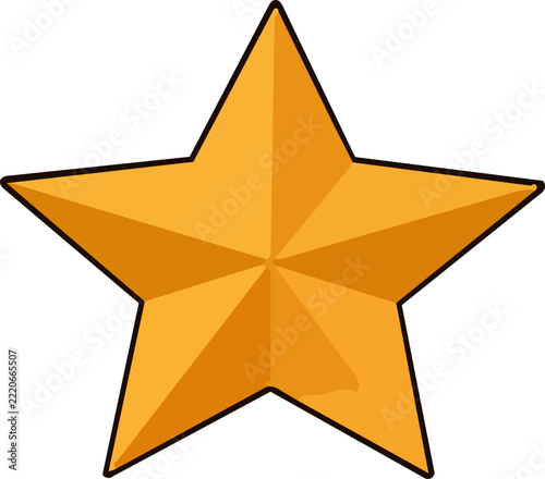 Golden Five Point Star Ornament for Christmas and Celebration