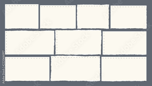 Neutral Vintage Paper Frame Layout with Nine Cream Blank Panels for Scrapbooking and Design