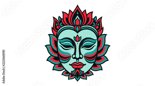 Abstract Floral Mask - Ethnic Tribal Art Illustration