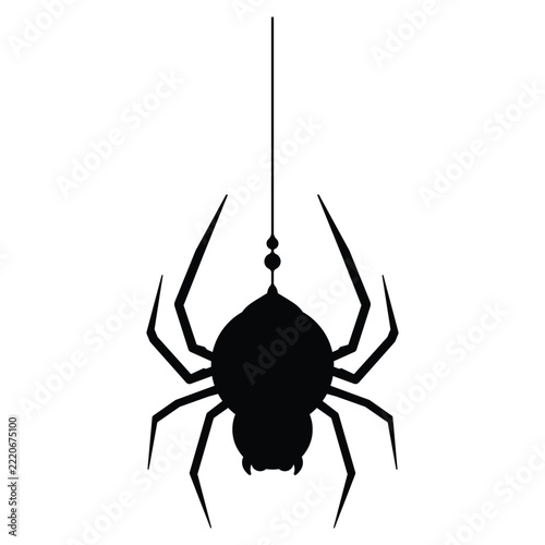 Hanging Spider Silhouette Illustration for Halloween
