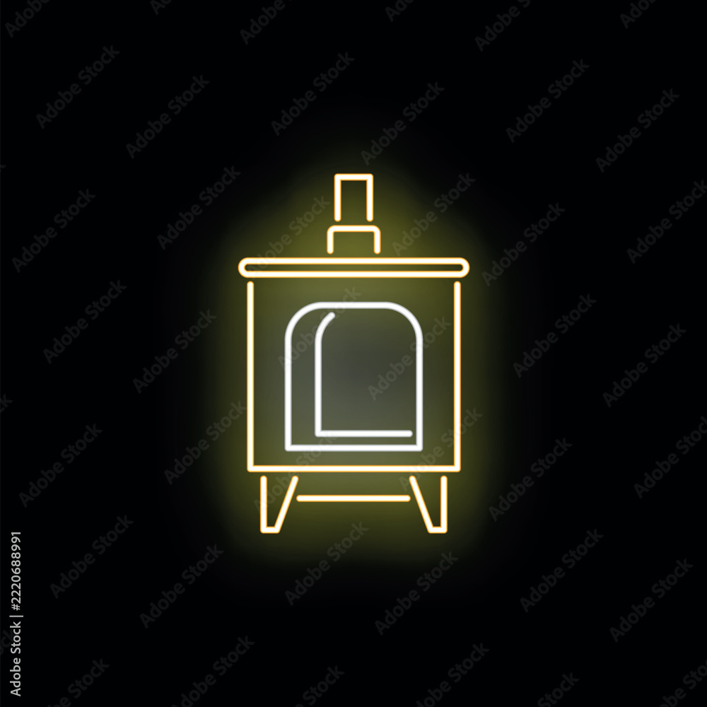 Naklejka premium Wood burning stove glowing on a black background, providing warmth
