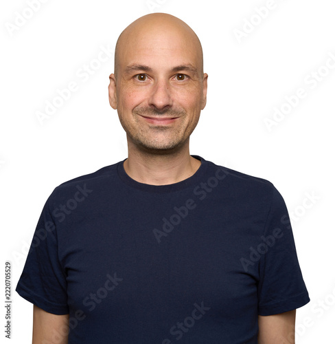 happy bald middle‑aged man. Isolated 