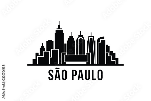 Sao Paulo city skyline silhouette logo in minimalist black style for Brazil urban skyscraper branding