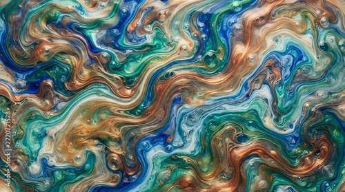 Abstract Swirling Paint Fluid Art Macro Photography.