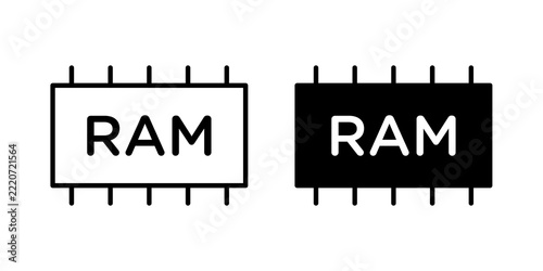 Obraz na plátně RAM memory icon flat outline in black