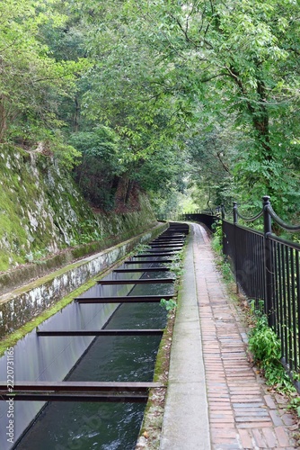 August 12, 2026; Kyoto City, Kyoto Prefecture, Japan.Scenery around the Suirokaku Water Bridge.