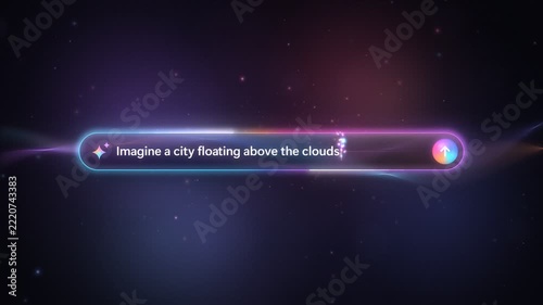 Ai Prompt Box Interface With Blinking Cursor And Magical Particle Sparkles Loop