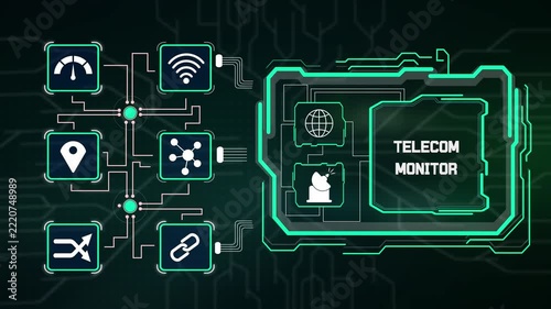 Real time telecom monitor interface inspecting network signal latency and bandwidth quality