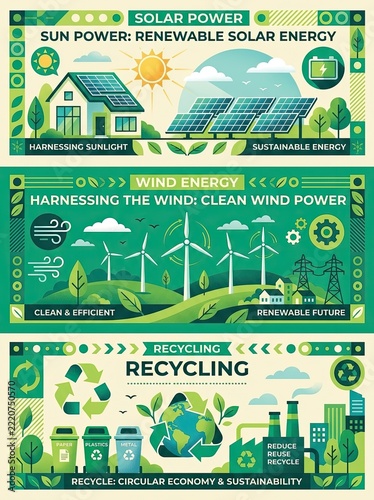 Sustainable Energy Renewable Solar Wind and Recycling