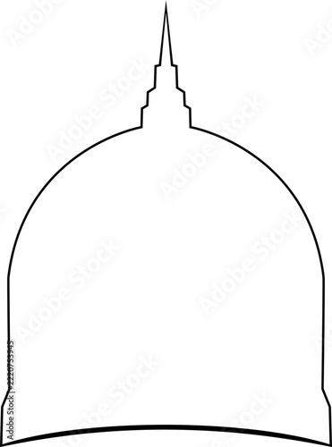 Mosque dome outline line art vector icon isolated for Islamic architecture Ramadan Mubarak and Eid Kareem design elements