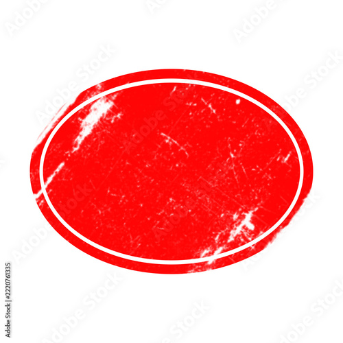 Weathered red oval frame with a dark black border, isolated on a black background, vintage style stamps or labels isolated on a transparent background