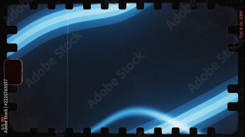 Abstract Blue Light Leak Film Frame Overlay