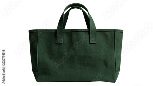 Dark green canvas tote bag with sturdy handles and rectangular structured shape