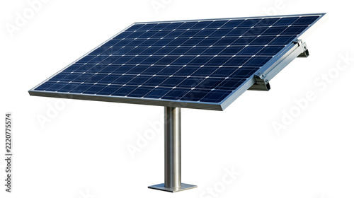 Photovoltaic solar panel mounted on a single metal pole support structure