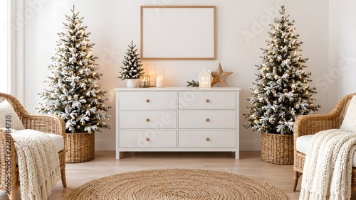 living room christmas wall art mockup