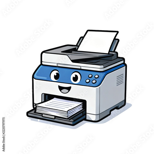 Friendly Office Printer Avatar Illustration 