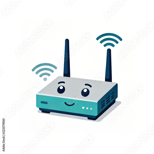 Friendly WiFi Router Avatar Illustration