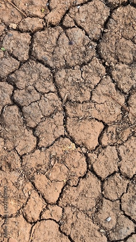Vertical Parched Dry and Cracked Earth Soil Ground